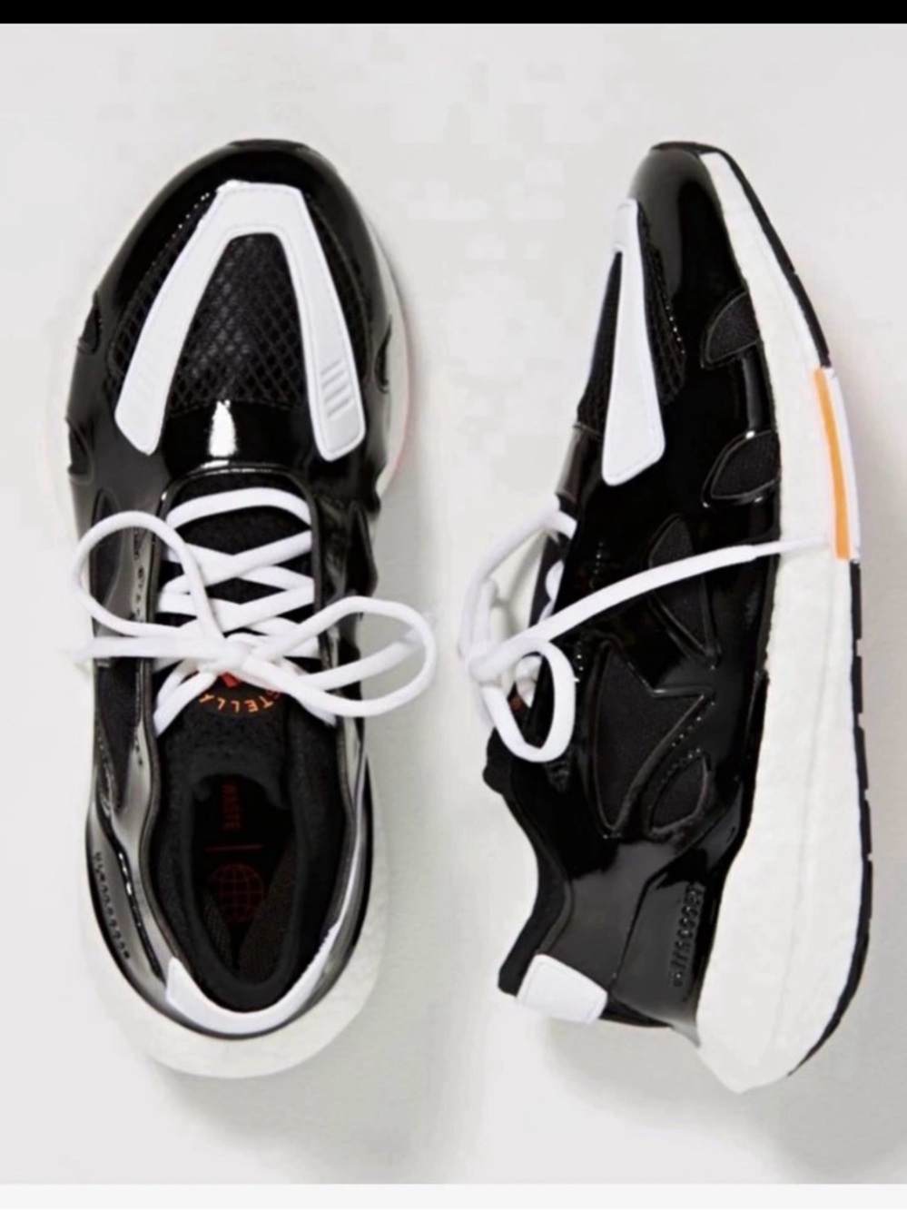 Adidas by Stella McCartney Black & White Patent-Trim Sneakers